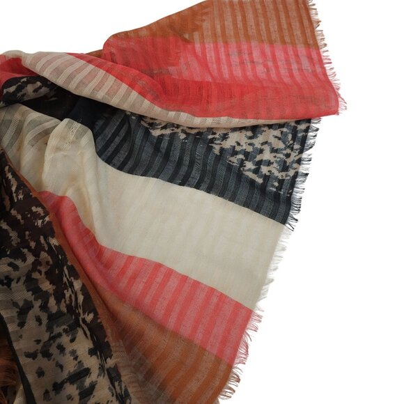 Womens Multicolor Raw Edge Sheer Scarf OS Very Large Shawl Cover Cape Thin - Picture 16 of 16